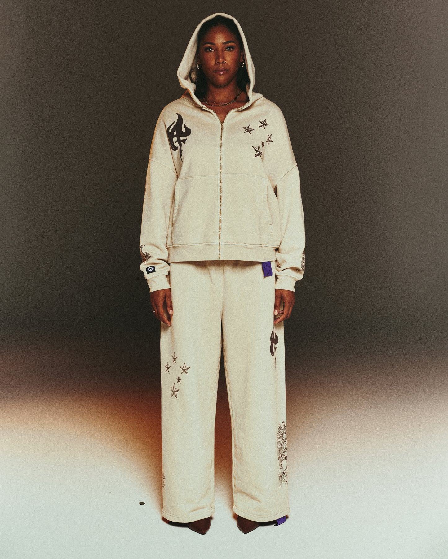 AFIFROST TAN ZIP UP HOODIE
