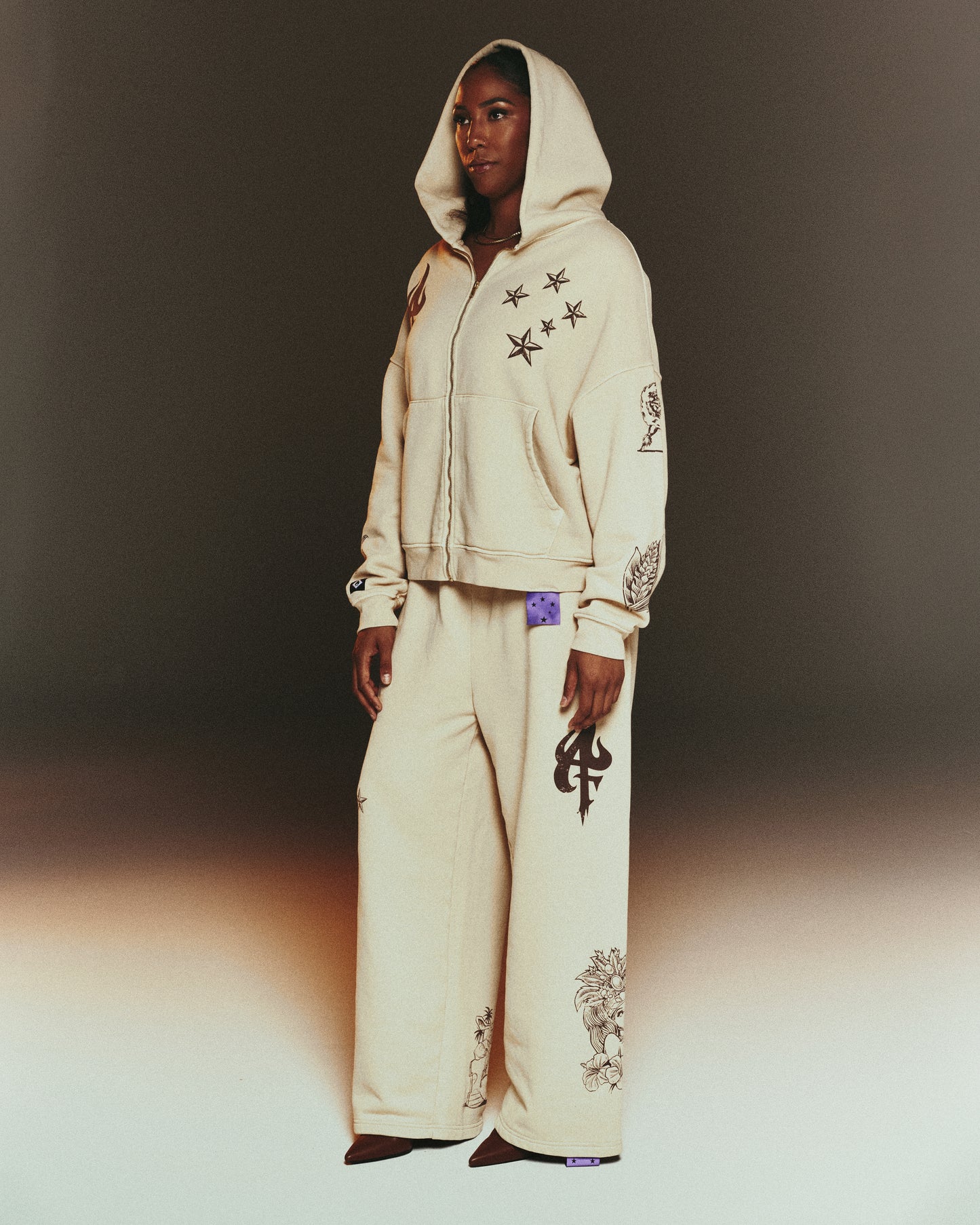 AFIFROST TAN ZIP UP HOODIE
