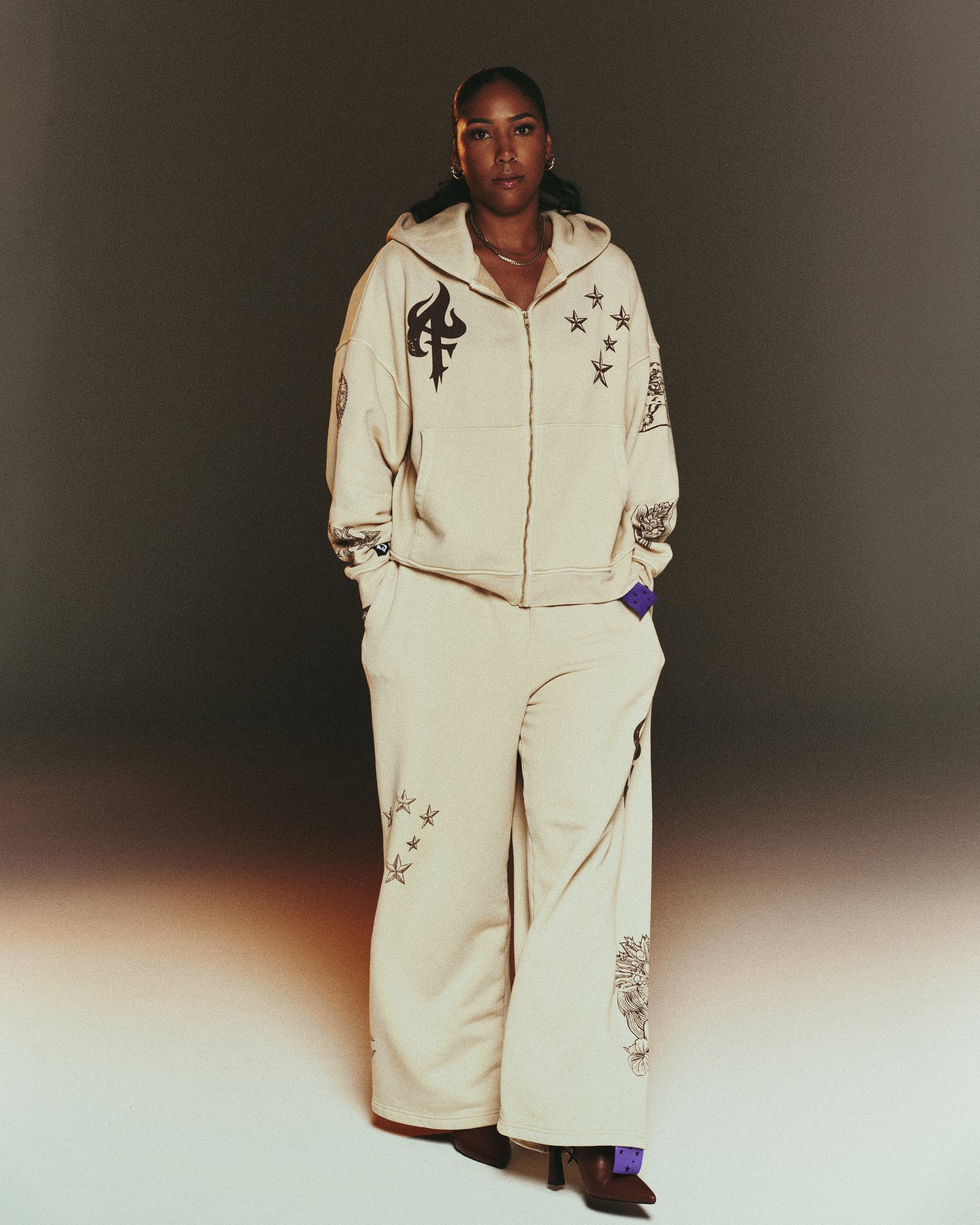 AFIFROST TAN ZIP UP HOODIE
