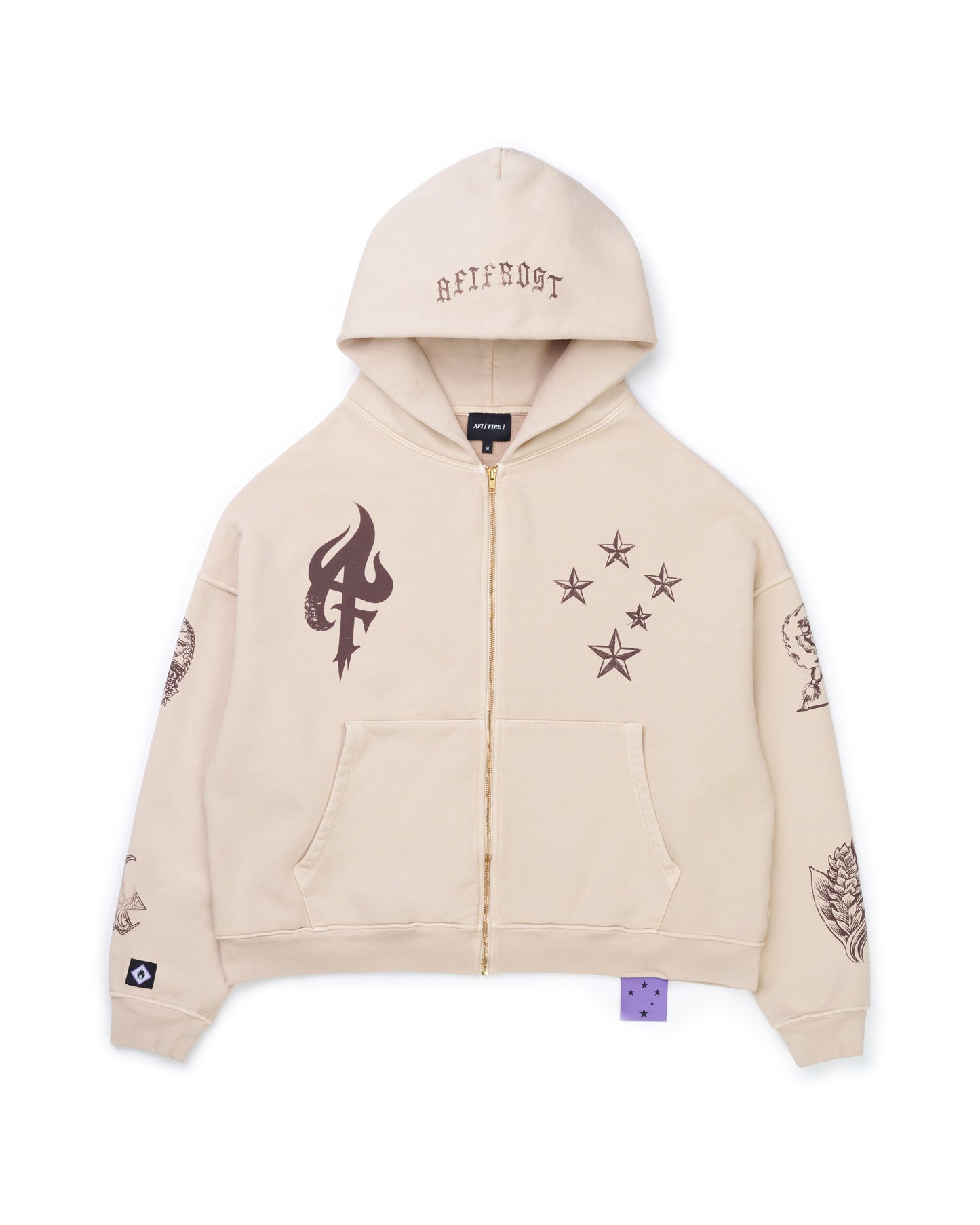 AFIFROST TAN ZIP UP HOODIE