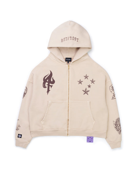 AFIFROST TAN ZIP UP HOODIE